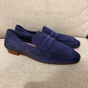 Free People Loafers Women’s 39/8 Blue Suede Preppy Academia Classic Old Money